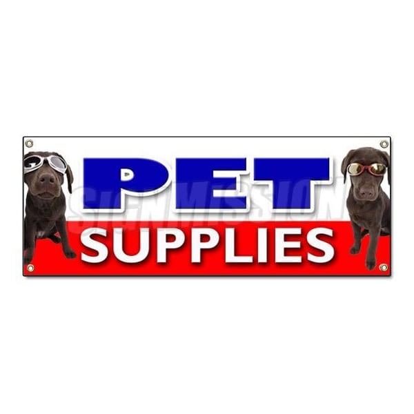 PET SUPPLIES BANNER SIGN pets supply signs dog food cat collar leash fish